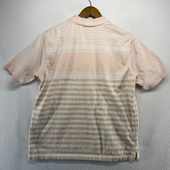 Vintage Elandale Polo Shirt Mens Large Pink White Striped Knit Mob Old Money 90s - Picture 8 of 10